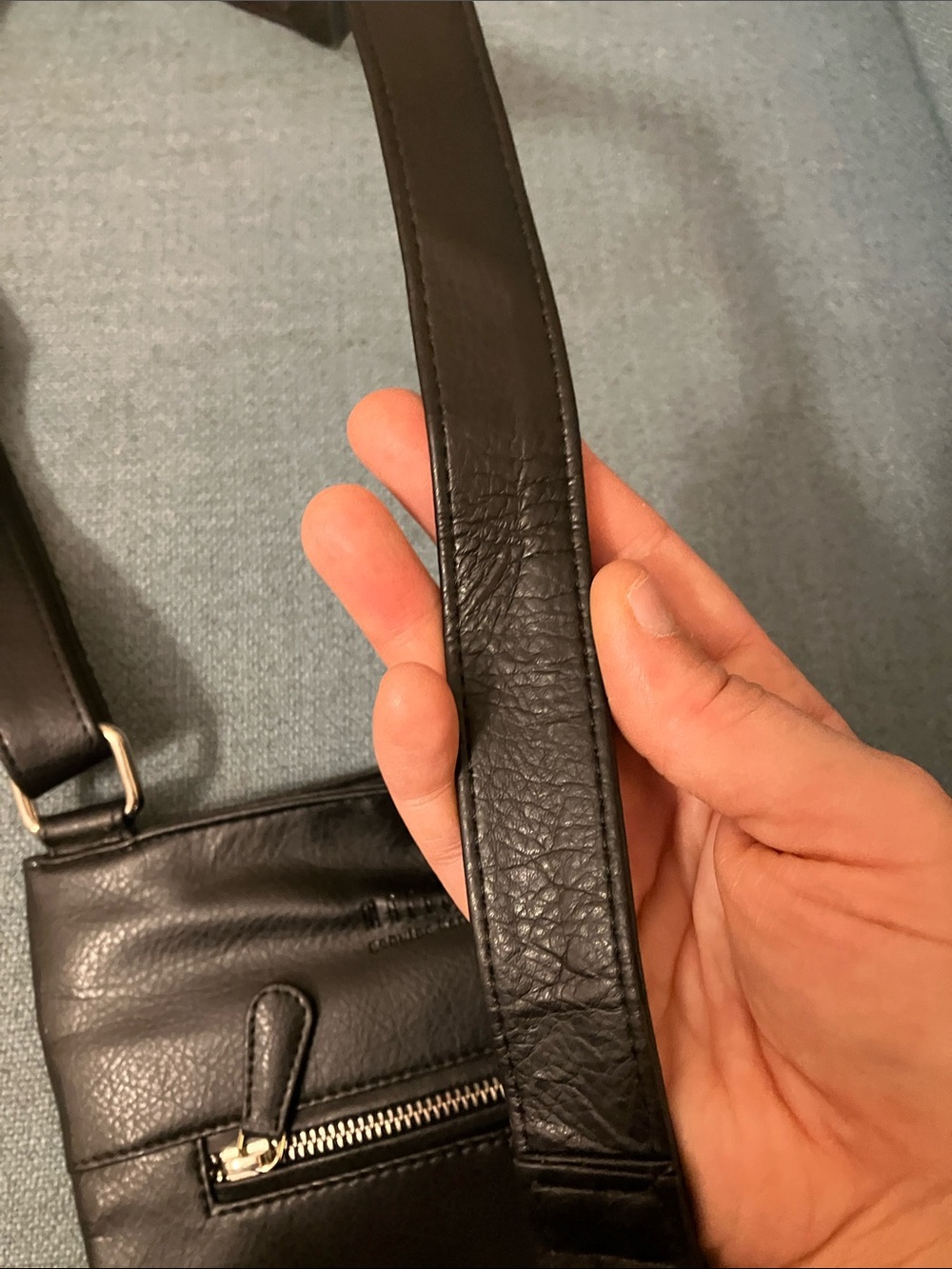 Herringbone Tweed Crossbody Bag with Black Leather Trim - Brown/Black - Picture 6 of 12